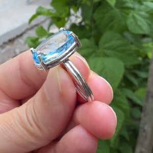 MAVİ TOPAZ AYARLI GÜMÜŞ YÜZÜK OVAL 3,85GR   T39 - Görsel 4