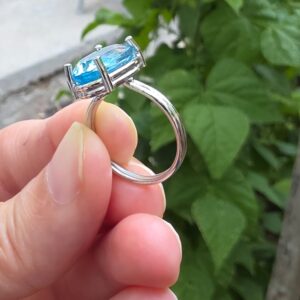 MAVİ TOPAZ AYARLI GÜMÜŞ YÜZÜK OVAL 4,20GR   T41 - Görsel 4