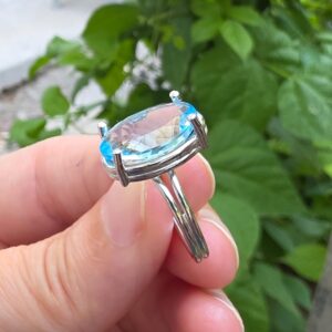 MAVİ TOPAZ AYARLI GÜMÜŞ YÜZÜK OVAL 4,43GR   T43 - Görsel 4