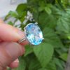 MAVİ TOPAZ AYARLI GÜMÜŞ YÜZÜK OVAL 4,43GR   T43