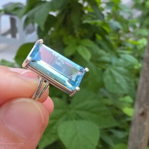 MAVİ TOPAZ AYARLI GÜMÜŞ YÜZÜK  4,69GR   T45 - Görsel 4