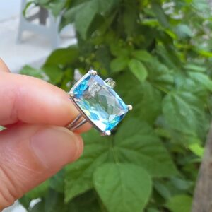 MAVİ TOPAZ AYARLI GÜMÜŞ YÜZÜK  4,22GR   T47