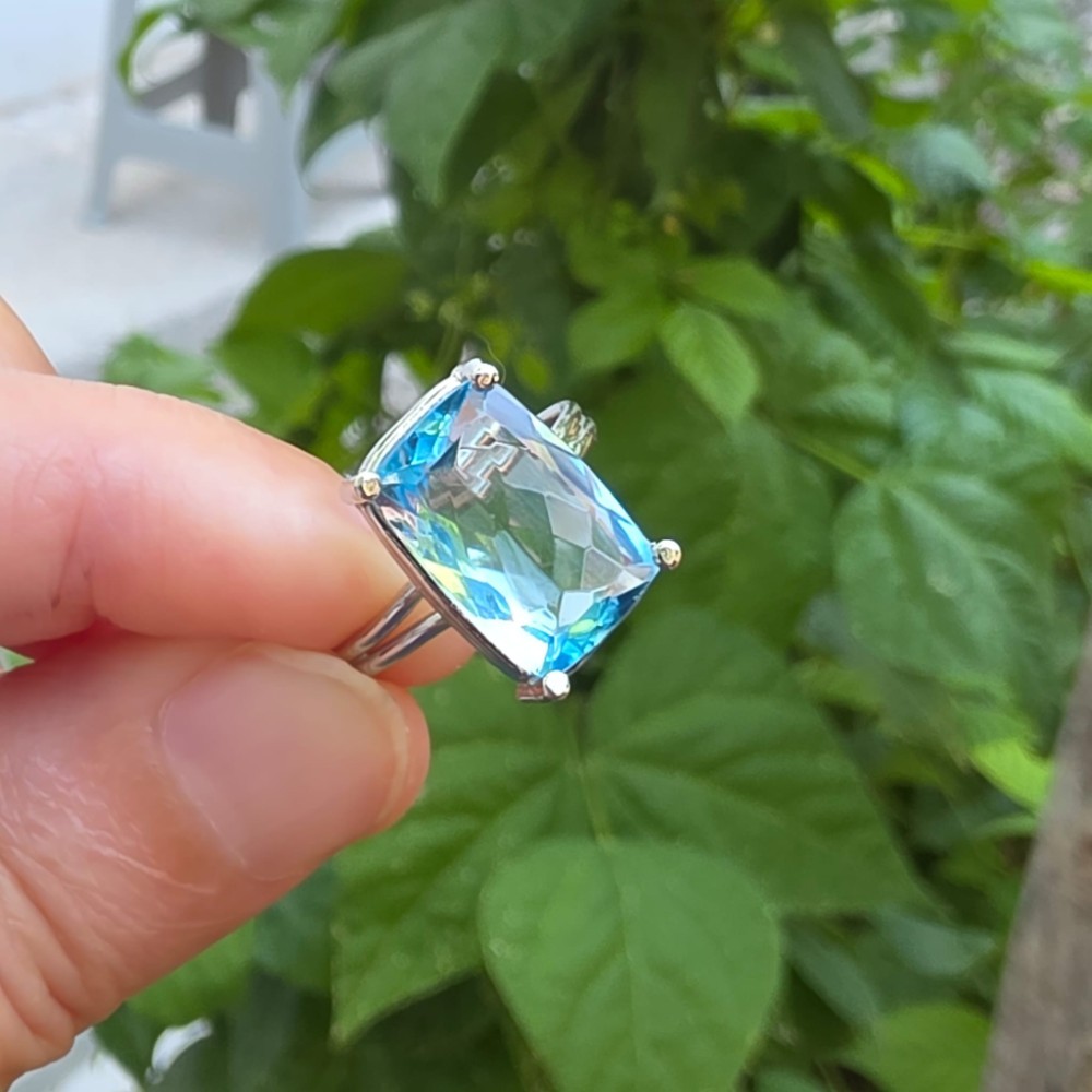 MAVİ TOPAZ AYARLI GÜMÜŞ YÜZÜK  4,22GR   T47