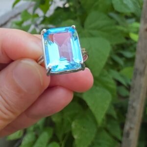 MAVİ TOPAZ AYARLI GÜMÜŞ YÜZÜK  4,10GR   T48 - Görsel 3