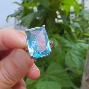 Alternative view of MAVİ TOPAZ AYARLI GÜMÜŞ YÜZÜK  4,30GR   T