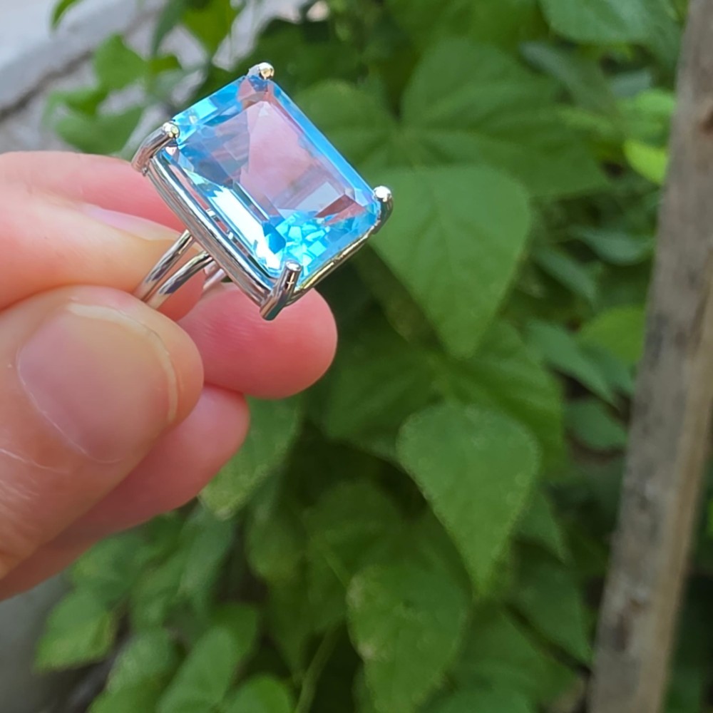 MAVİ TOPAZ AYARLI GÜMÜŞ YÜZÜK  5,58GR   T46