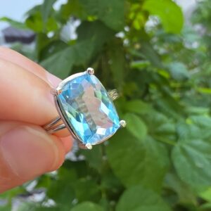 MAVİ TOPAZ AYARLI GÜMÜŞ YÜZÜK  4,30GR   T - Görsel 4