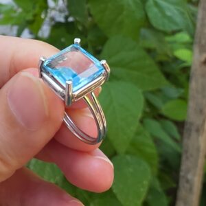 MAVİ TOPAZ AYARLI GÜMÜŞ YÜZÜK  4,10GR   T50 - Görsel 3
