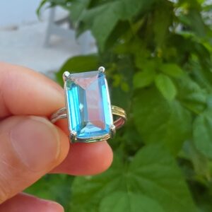 MAVİ TOPAZ AYARLI GÜMÜŞ YÜZÜK  4,15GR   T53 - Görsel 3
