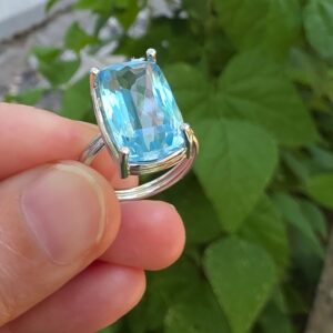 MAVİ TOPAZ AYARLI GÜMÜŞ YÜZÜK  5.45GR   T54 - Görsel 3