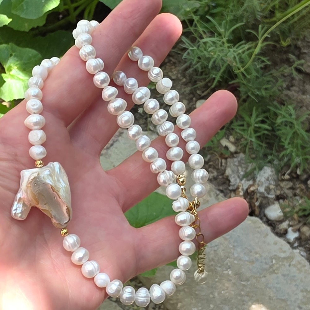 İNCİ+BAROK İNCİ GÜMÜŞ APARATLI KOLYE 45CM İ5