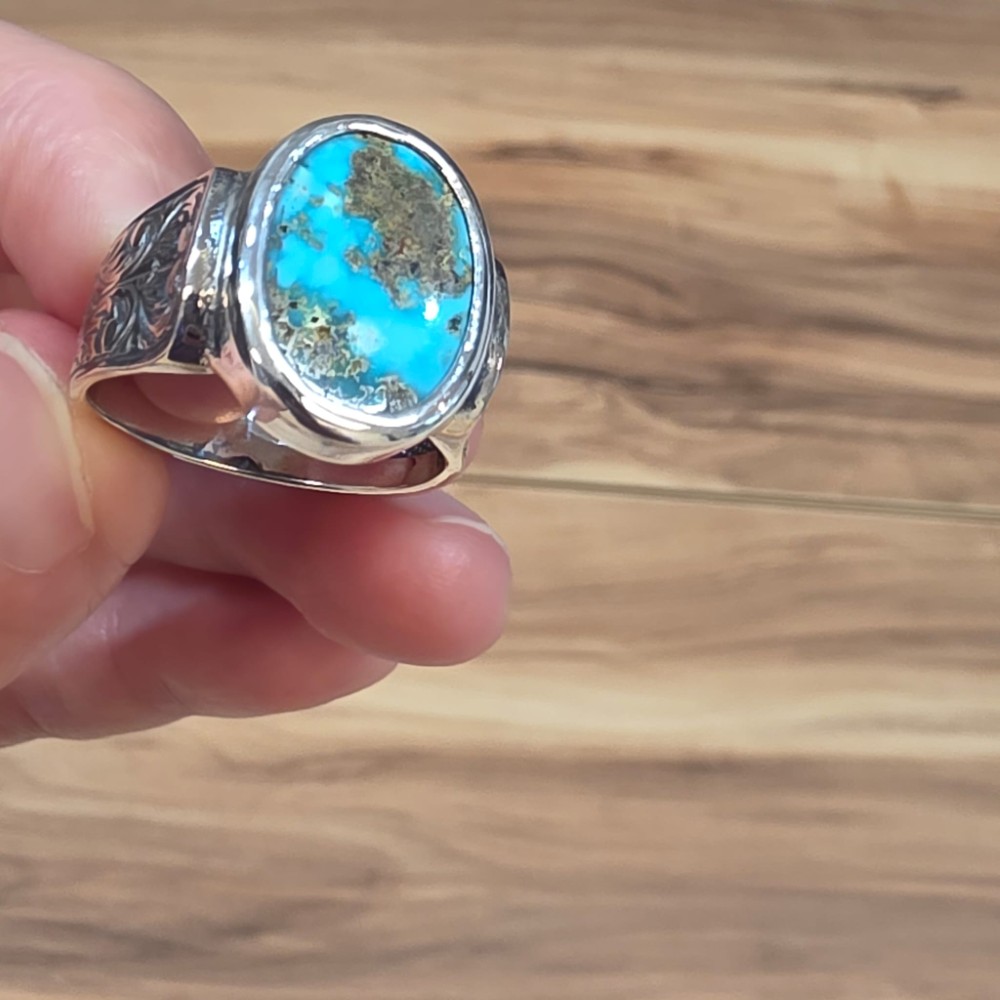 FİRUZE 7A KALİTE EL İŞÇİLİĞİ 8,00GR ERKEK YÜZÜĞÜ NO:20