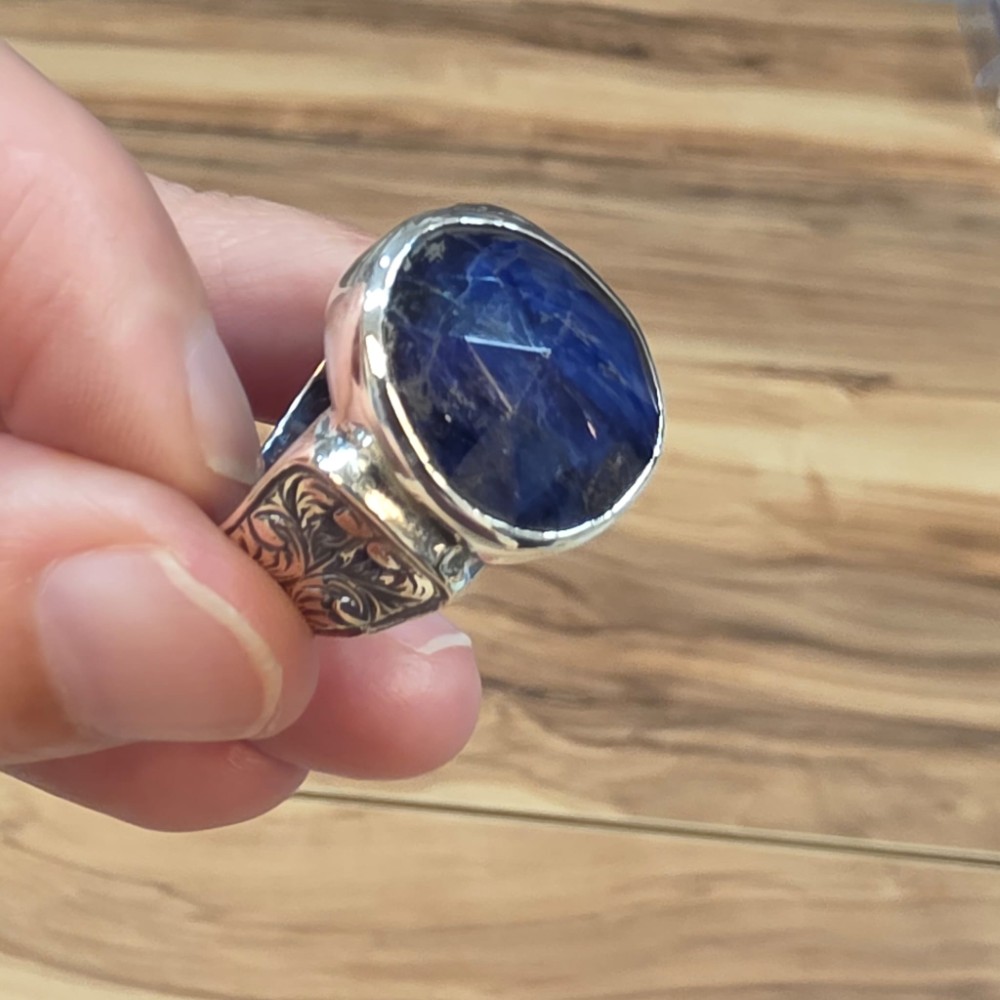 LAPİS LAZULİ EL İŞÇİLİĞİ 9,49GR ERKEK YÜZÜK NO:20 - Görsel 3