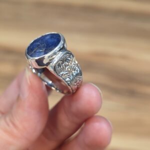 LAPİS LAZULİ EL İŞÇİLİĞİ 8,94GR ERKEK YÜZÜK NO:22 - Görsel 3