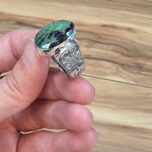 ZOİSİT ERKEK EL İŞÇİLİĞİ GÜMÜŞ 9,63GR YÜZÜK NO:22 - Görsel 4