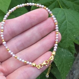 İNCİ 2MM ORİJİNAL BİLEKLİK GÜMÜŞ APARATLI 16-19Cm İ26 - Görsel 3