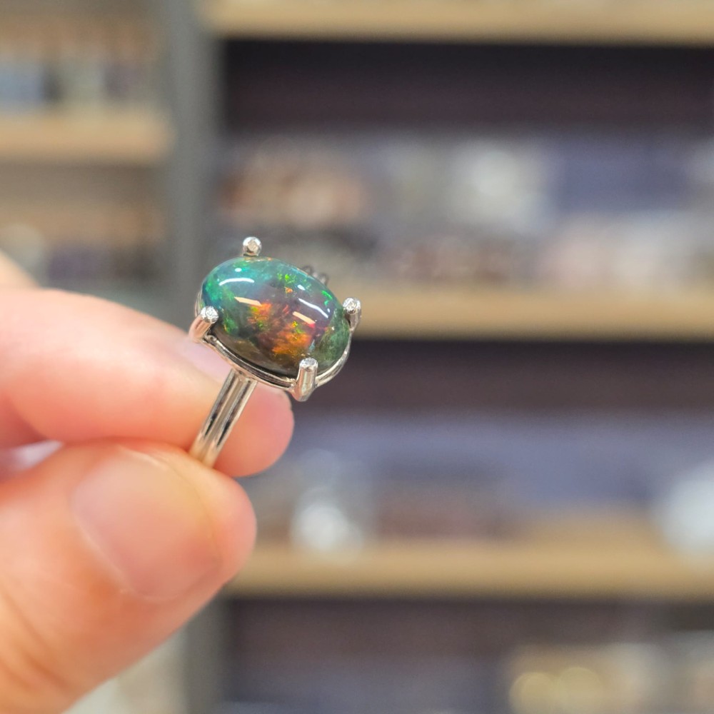 ATEŞ OPAL EL İŞÇİLİĞİ GÜMÜŞ YÜZÜK 2,48GR A5