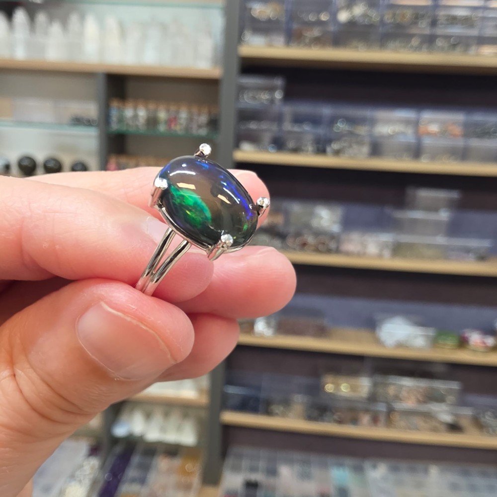 ATEŞ OPAL EL İŞÇİLİĞİ GÜMÜŞ YÜZÜK 2,39GR A14 - Görsel 3
