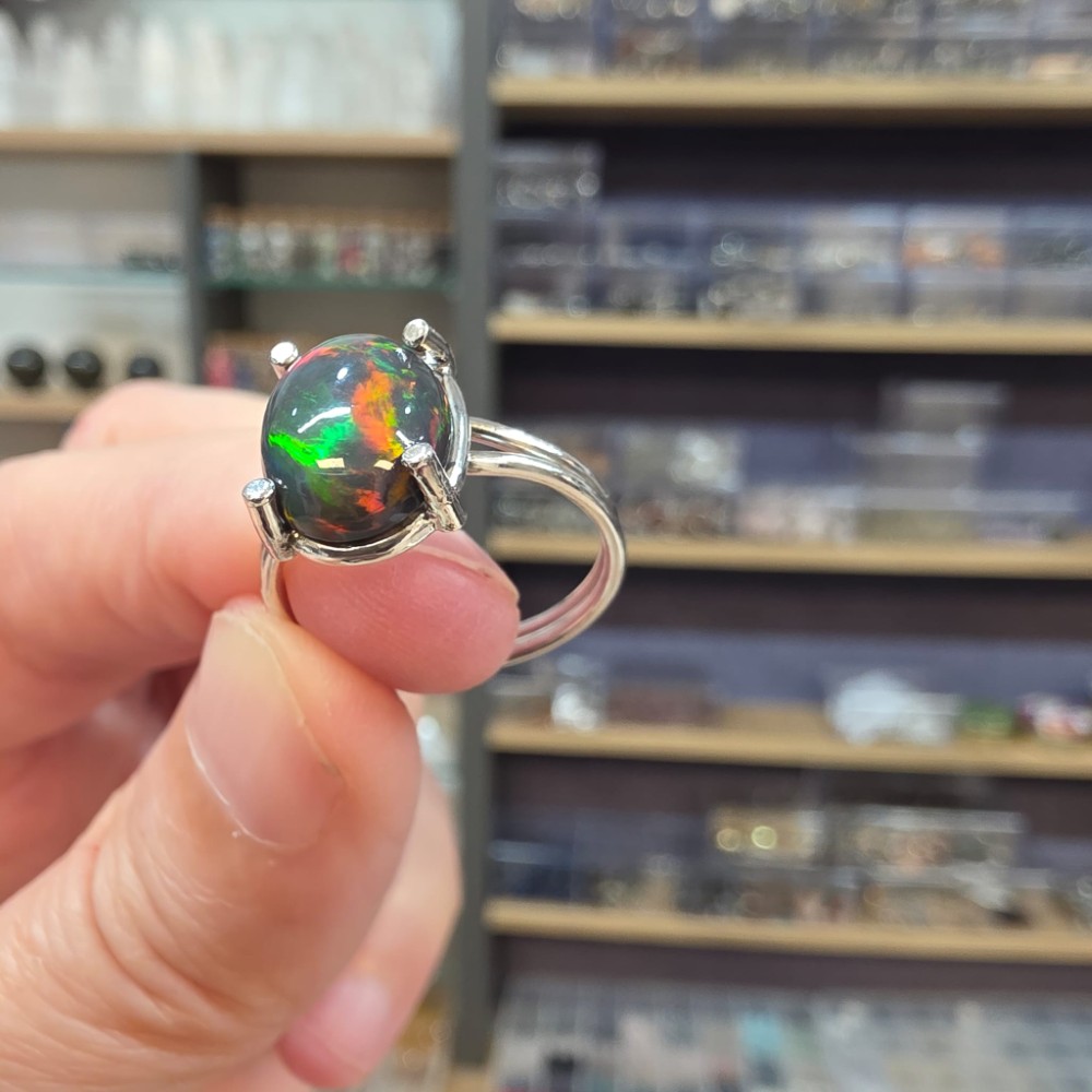 ATEŞ OPAL EL İŞÇİLİĞİ GÜMÜŞ YÜZÜK 2,39GR A14
