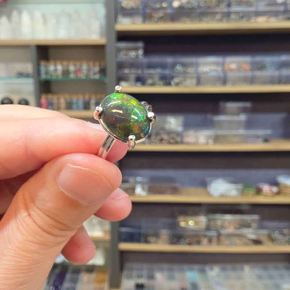 ATEŞ OPAL EL İŞÇİLİĞİ GÜMÜŞ YÜZÜK 2,59GR A40 - Görsel 3