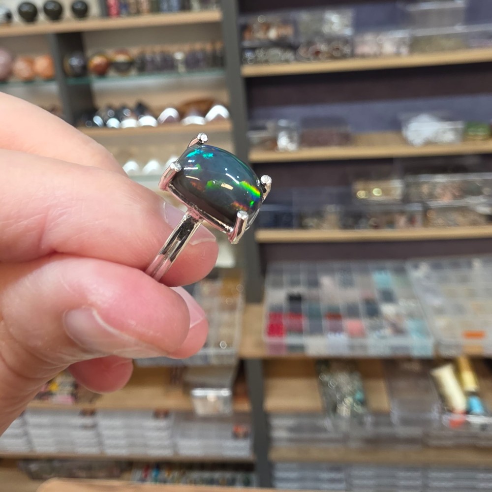 ATEŞ OPAL EL İŞÇİLİĞİ GÜMÜŞ YÜZÜK 2,58GR A37