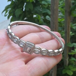 GÜMÜŞ KLİPSLİ ORİJİNAL ZİRKON TAŞLI BİLEKLİK 16-19CM 13,25GR G1