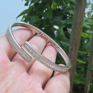 GÜMÜŞ KLİPSLİ ORİJİNAL ZİRKON TAŞLI BİLEKLİK 16-19CM 14,45GR G9