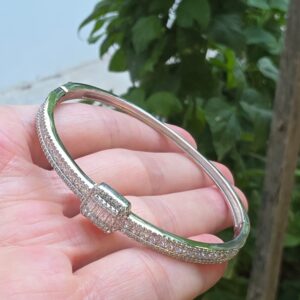 GÜMÜŞ KLİPSLİ ORİJİNAL ZİRKON TAŞLI BİLEKLİK 16-19CM 13,25GR G7