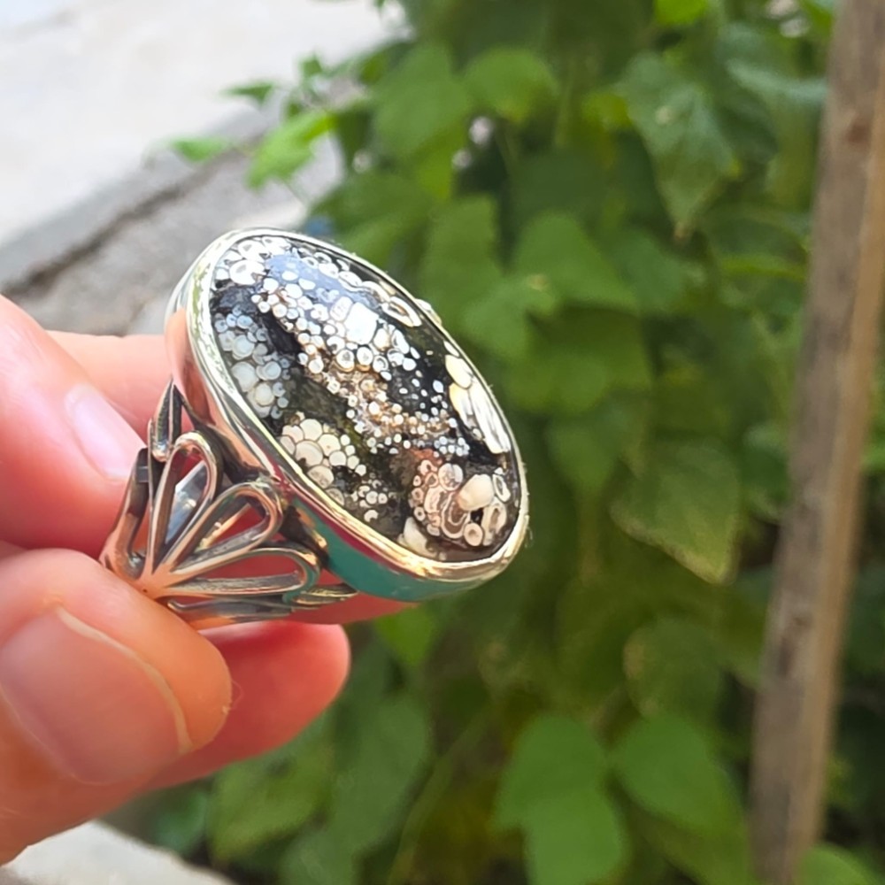 ORİJİNAL YILAN FOSİLİ GÜMÜŞ ERKEK 9,15GR YÜZÜK NO:25