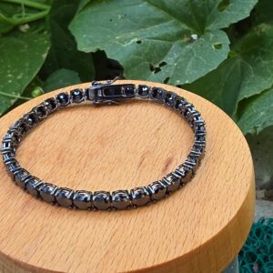 SİYAH MOZANİT MÜCEVHER GÜMÜŞ BİLEKLİK 16-18CM 12,25GR - Görsel 4