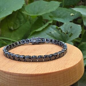 SİYAH MOZANİT MÜCEVHER GÜMÜŞ BİLEKLİK 16-18CM 12,25GR - Görsel 3