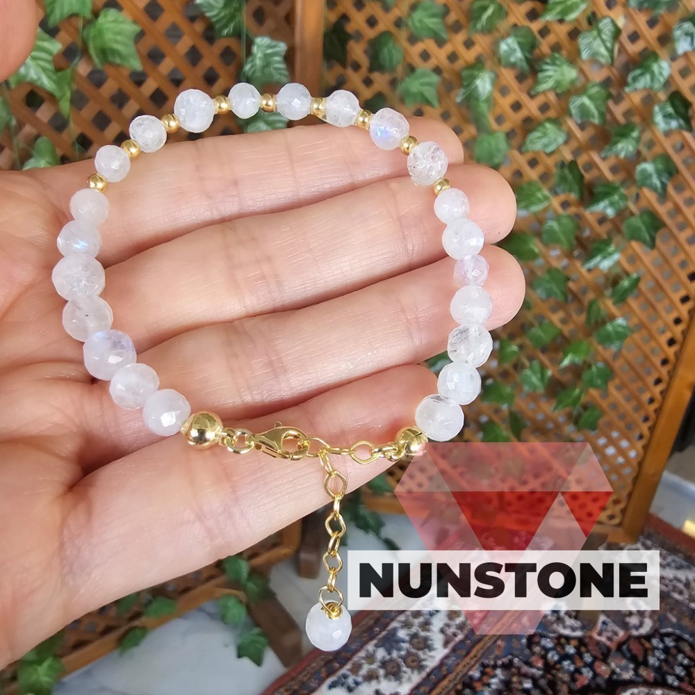 AY TAŞI 7A KALİTE HİNDİSTAN KESİM GÜMÜŞ APARATLI BİLEKLİK N2