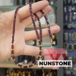 GRANAT 4MM KÜP KESİM GÜMÜŞ KOLYE 46CM