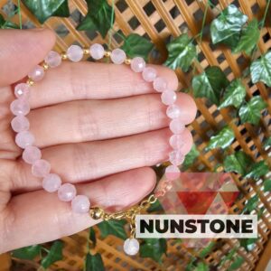 GÜL KUVARS AA KALİTE  4MM FASET KESİM GÜMÜŞ BİLEKLİK