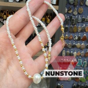 KUM İNCİ 3mm GÜMÜŞ KOLYE 40cm