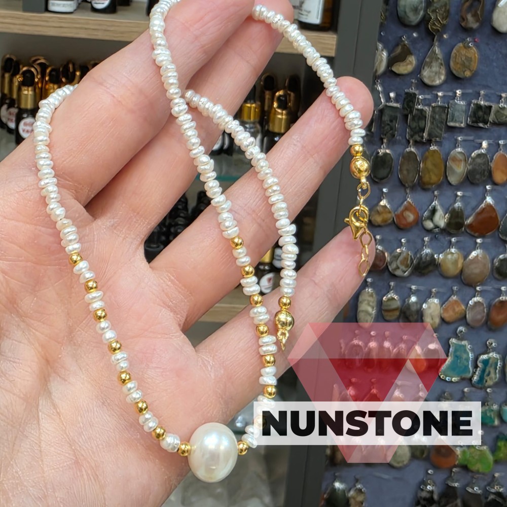 KUM İNCİ 3mm GÜMÜŞ KOLYE 40cm